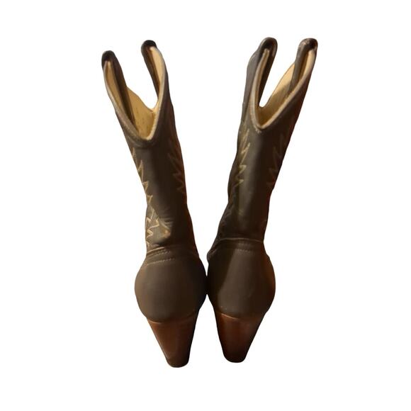 Vintage Acme Cowboy Boot Stacked Heel Women size 5.5 Medium Gray - Picture 3 of 11